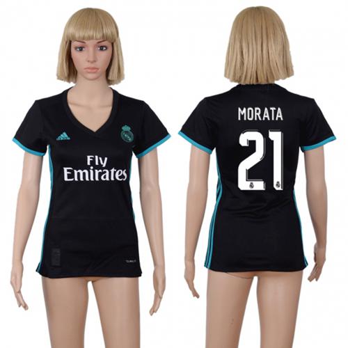 Women's Real Madrid #21 Morata Away Soccer Club Jersey - Click Image to Close